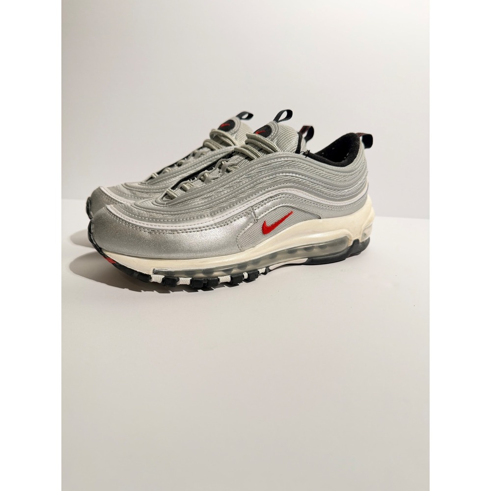 Nike Air Max 97 Silver Bullet Womens Size 7 Metallic Silver Red DQ9131-002 - Picture 1 of 7